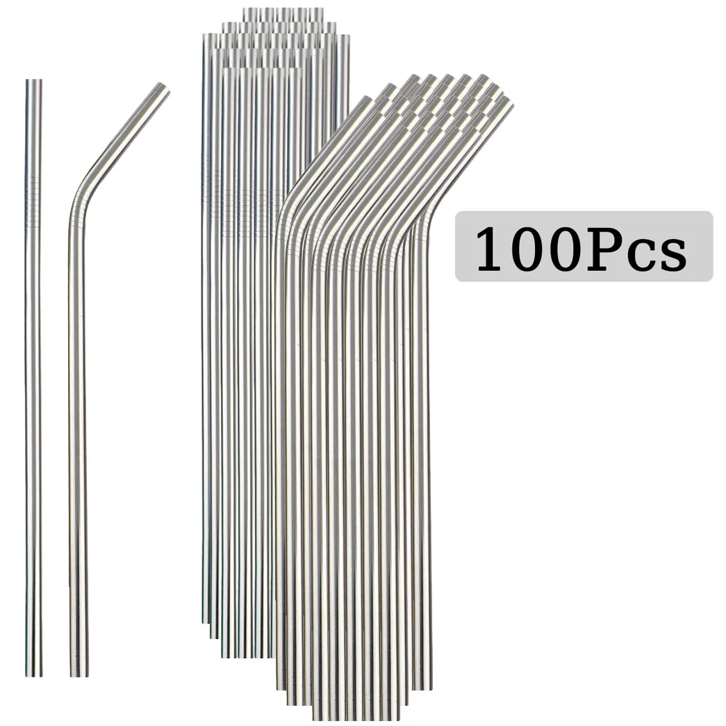 Reusable Straw - 100 Buah Sedotan Minum Baja Tahan