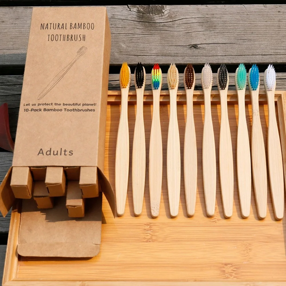10 Buah Sikat Gigi Warna-warni - Bamboo Toothbrush ulasan dan harga